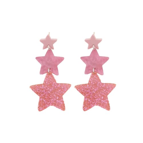 2Pairs/Set Acrylic Star Pentagram Dangle Earrings Y2k Party Fashion Jewelry 70s 80s Neon Star Earrings for Women2