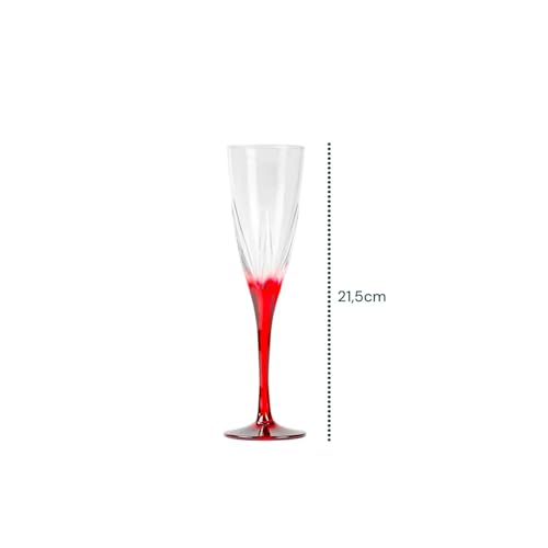 Copas para champán de cristal Luxion resistente Avilia con un diseño sofisticado de pie rojo 7