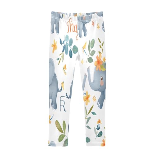 Bolaz Toddler Girls Leggings Printed Yoga Pants Leggings Cute Grey Elephant for Kids