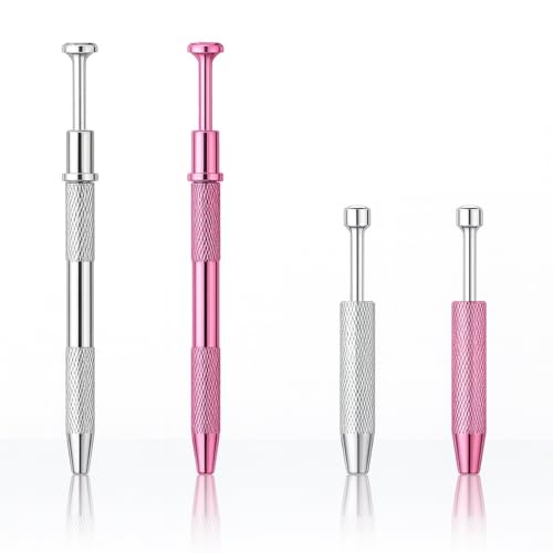 4 piezas pinzas para bola de piercing, desenroscador y soporte, herramienta para joyero y piezas pequeñas en fabricación de joyas, rosa y plateado, versiones larga y corta