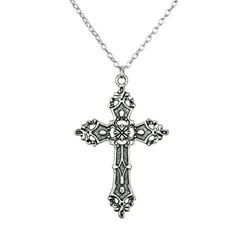 Collier croix baroque bohème vintage 1980 pendentif rétro couleur lune