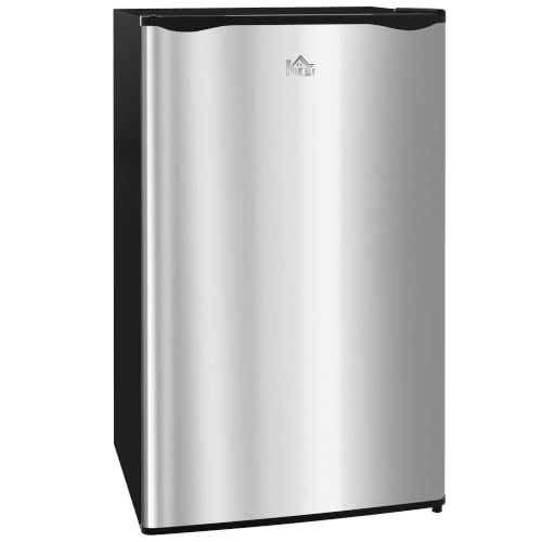 HOMCOM Mini Fridge with Freezer 3.2 Cu. Ft. Compact Refrigerator Silver