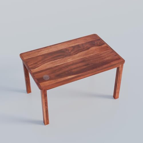 Image of VK Furniture Sheesham Solid Wood 4 Seater Dining Table Set of Four with 4 Cushion Chairs for Dinner Hall Kitchen Living Room Home Office Restaurant |L45 X W30 X H30|Natural Chestnut