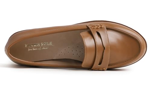 Image of FEVERSOLE Women's Comfort Penny Loafer Geniune Leather Insole Flexible Walking Driving Shoes