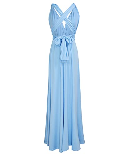 Image of Sexyshine Women's Backless Gown Dress Convertible Multi-Way Wrap Halter Cocktail Dress Bandage Bridesmaid Long Dresses