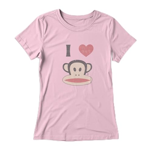 Girls Paul Frank Distressed I Heart Julius T-Shirt - Light Pink - X Large