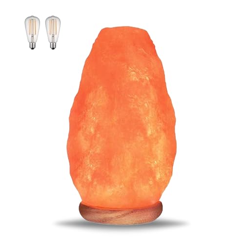 RUMUSH Himalayan Salt Lamp with on/Off Switch - Natural Crystal Rock Night Light for Home Decor - Hand Carved Salt Lamp with Wooden Base