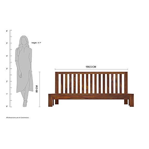 Image of SHRI MINTU'S ART Solid Sheesham Wood King Size Bed Without Storage | Wooden Double Bed Cot Bed for Bedroom Furniture | Palang Double Bed for Hotels | All (King, Natural Teak Finish)
