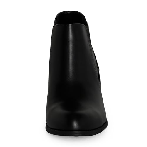 STYLISH S JESSIE ~ Womens Low Stacked Heel Pointed Toe Textured Gore Chelsea Ankle Booties4