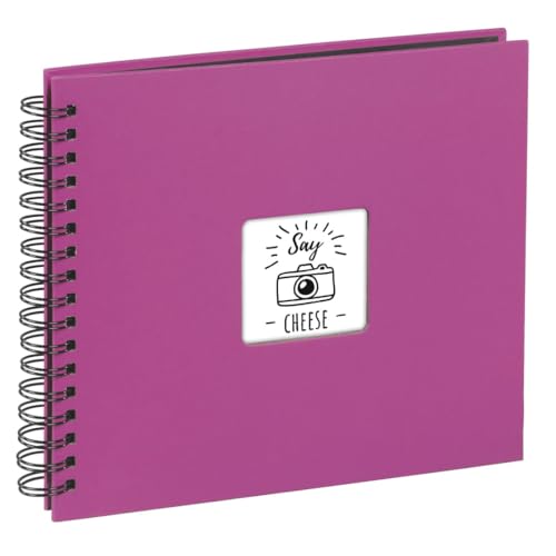 Hama | Álbum de Fotos con espiral para pegar y escribir (Álbum de fotografía de 10 x 15 cm, tamaño 36x32cm, con 50 hojas, papel cristal protector, 10x15 cm máximo 300 fotos) Color Rosa