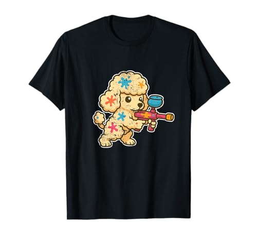 paintball dog poodle color splash mascot paintball - Joueur de Caniche Paintball T-Shirt