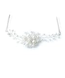 [niana] フラワーデザインコットンパールヘッドドレス ヘアアクセサリー パール 結婚式シルバー F