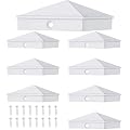 4 x 4 Post Caps Aluminum Pyramid Post Caps Cover Fence Deck Post Caps 4 x 4 Post Sleeve Deck Post Caps with Stainless Steel Screws for Nominal Wood Posts (White, 8 Packs)