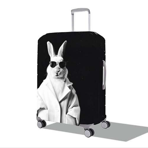 Image of WanderWraps Spendex Polyester Protective Luggage Cover | Hard Luggage Trolley Bag Cover | Washable | Dust Proof | Stretchable | M - 24 inch | Blanc Bunny