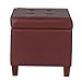 HomePop Ottoman Storage Bench, Red, Faux Leather