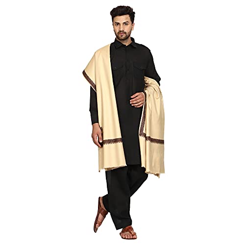 Image of SWI WITH LABEL Men's Embroidered Fine Acrylic Shawl | Men's Shawl Inspired by intricate traditional Kashmiri embroidery work | Felicitation Shawl to honor chief guests