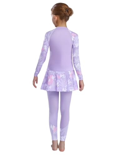 Big Girls Modest Pcs Swimsuits UPF Swim Shirts with Skirts Leggings Athletic Swimsuits4