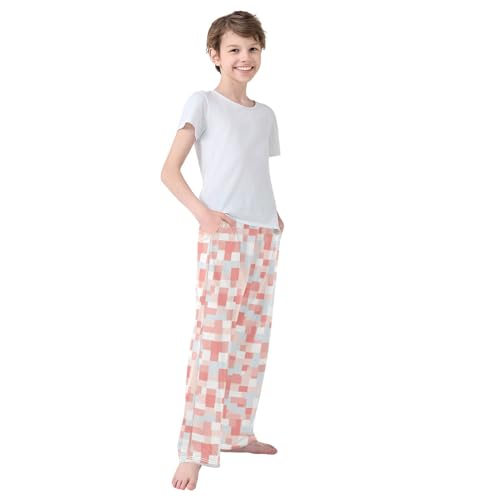 Boys' Pants Blue Pink Check Long Bottoms Jogger Pants Elastic Waist Trousers with Pockets S-XL4