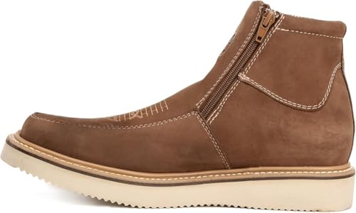 King Welt Country Flex Genuine Leather Dual Zipper Work Short Boot Soft Toe Pin Stripe Wedge Sole - Sand3