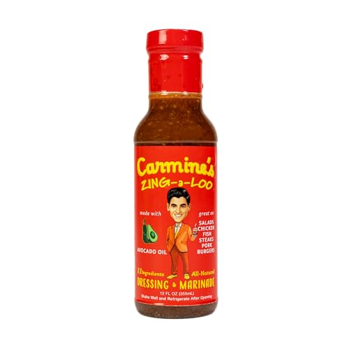 Carmine's Zing-A-Loo All Natural Avocado Oil Dressing & Marinade, Avocado Marinade & Dressing for Steaks, Chicken, Burgers, Fish & More, 12 Ounce Plastic Bottle (1-pack Zing-a-Loo)