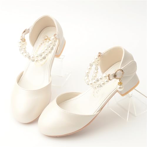 Girls Dress Shoes Mary Jane Flower Girl Low Heels Princess Shoes for Wedding Party 55312