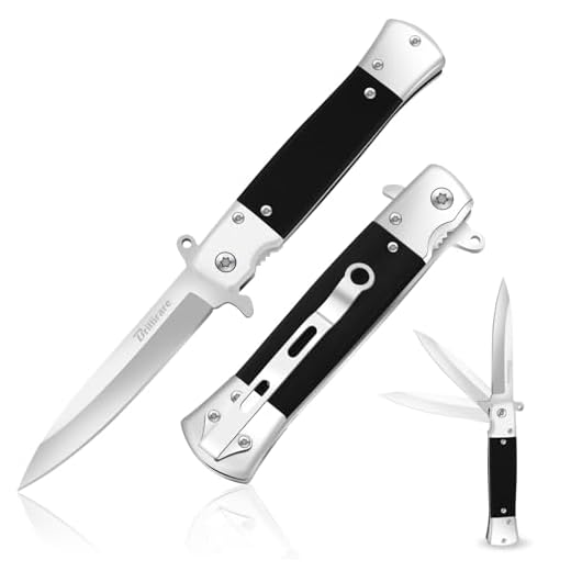 BRILLIRARE Pocket Knife, Folding Wood Knives Blade 4in, Foldable Survival Small Knife with Pocket Clip, Sharp Steel Blade, Button Lock & Glass Breaker for Everyday Carry EDC Hunting Camping