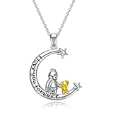Grmdit Collar de oso de plata de ley con colgante de luna, oso de regalo para mujer