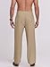 Puimentiua Mens Linen Pants Elastic Waist Drawstring Loose Fit Casual Summer Beach Pants with Pockets Baggy Trousers Dark Khaki-XL