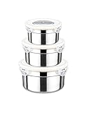 Steelware Snap Seal Leak-proof Stainless Steel Food Storage and Lunch Containers (Set of 3)