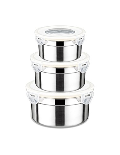 Steelware Snap Seal Leak-proof Stainless Steel Food Storage and Lunch Containers (Set of 3)