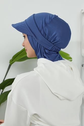 Detachable Visor Cotton Turban for Women Strech Head Wrap Combed Cotton Stylish One-Size Cap3