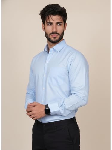 Image of Full Sleeve Black Formal Shirt for Men Cotton Regular Fit Casual - Pure Premium Branded Shirts for Men Formal Stylish Slim Plain Solid Man Wear as Office and Party