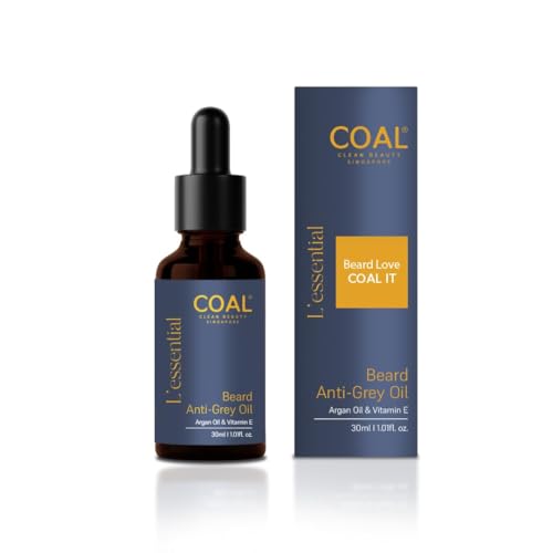 COAL CLEAN BEAUTY Beard Anti-Grey Oil | Sunflower Castor Oils Vitamin E Darkenyl & Curry Leaves Oil | Darkens Treats & Repairs Premature Greying | All Skin Types 30 ml (Pack of 1)