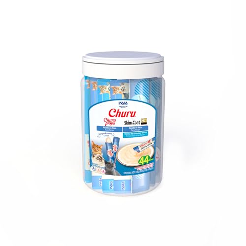 Image of INABA Churu for Senior 10+, Creamy Lickable Cat Treats with Taurine, Vitamin E & C, 0.5 Ounces Each, 60 Tubes, Tuna & Chicken Variety