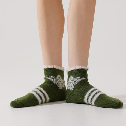 Image of Fszsaa Merino Wool Low Ankle Socks For Women - Knit Warm Fuzzy Casual Home Socks For Winter