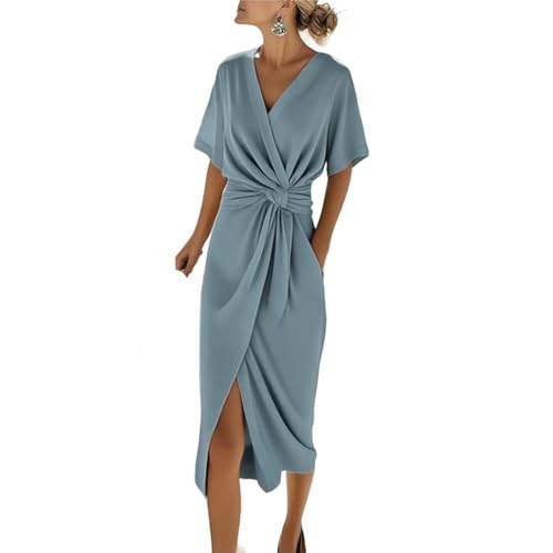 Generic Women's Mint Green Tie-Waist Midi Dress
