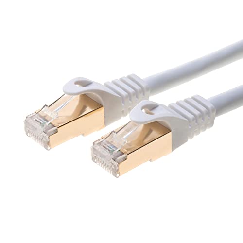 Cables Direct Online 10Ft S/Ftp Cat7 Gold Plated Shielded Ethernet Rj45 Copper Cable 10 Gigabit Ethernet Network Patch Cord (10Ft, White) #TOP2