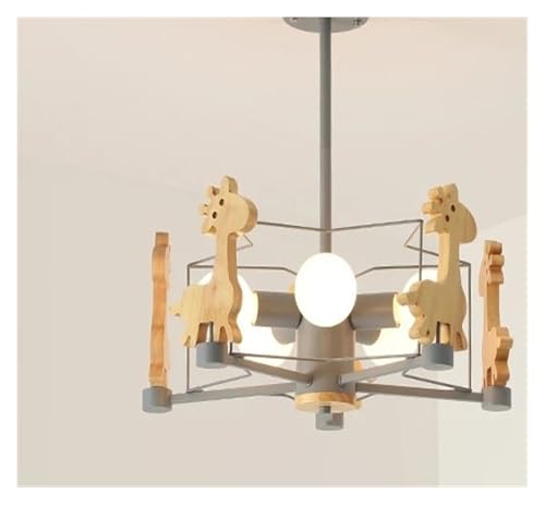 �y���_���g���C�g, Kids Room Lighting Nordic Children Child Ceiling Light E27 Holder Star Diamond LED Suspension Wooden Hanging Lamp(Gray