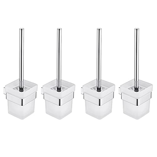 Set Scopino Per WC Con Portascopino - 2 Testine, Acciaio Inox E Vetro Smerigliato, Design Moderno - Foto 2