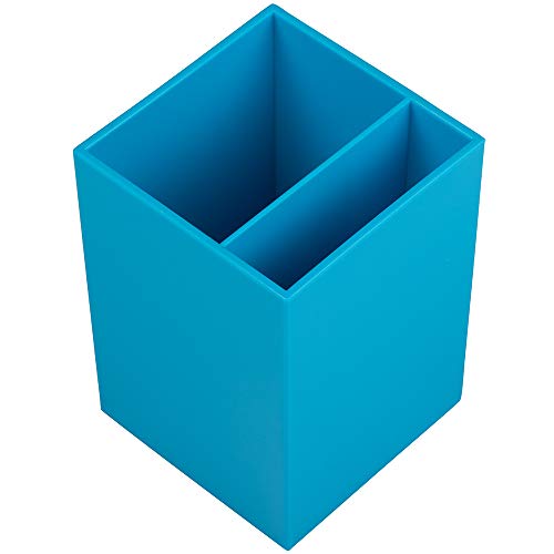 Image of JAM PAPER Plastic Pen Holder - Blue - Desktop Pencil Cup Sold Individually