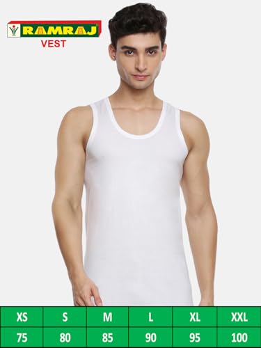 Image of RAMRAJ COTTON Men White Round Neck Half Sleeve Fine Cotton Vest /Banian | Moisture Absorbant & Super Soft Fabric
