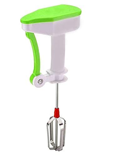 Bluzon Manual Hand Beater or Blender for Lassi, Milkshake & Buttermilk with ABS Grip and Stainless Steel Blades (Green)