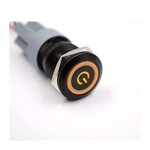 Interrupteur bouton poussoir 19mm alu noir 24V LED violette fixe