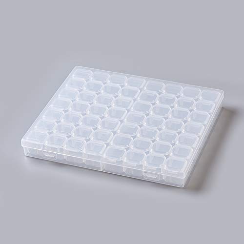 Image of FASHEWELRY 8.3x7.2 Inch 56 Grids Clear Plastic Jewelry Box Storage Containers with Removable Dividers