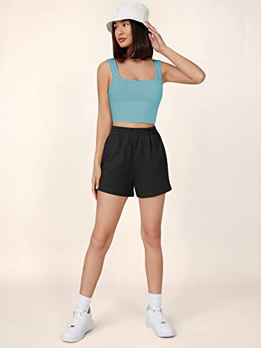 Image of Women's & Girls' Solid Polyester Rib-Knit Square Neck Tank Tops