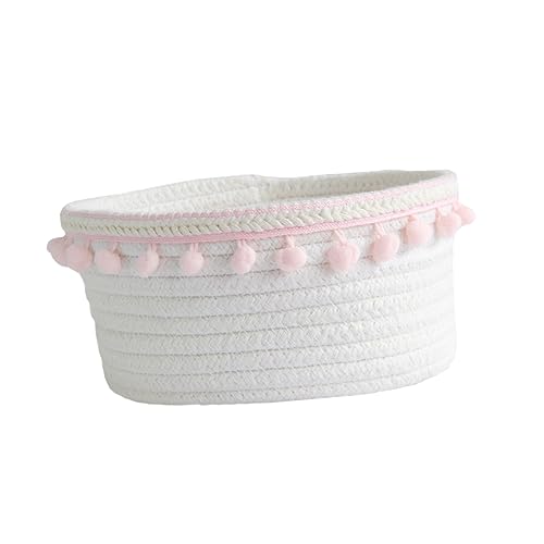 CHILDWEET Cotton Storage Basket Cotton Rope Basket Home Organizer Basket Pink Desktop Storage Basket Home Storage Basket