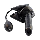 Rubberfashion Latex Hotpants - sexy Rubber Slip - Mini Latex Slip - aufblasbarer Innendildo - Latex Dessous Damen schwarz 0.4mm XXXL
