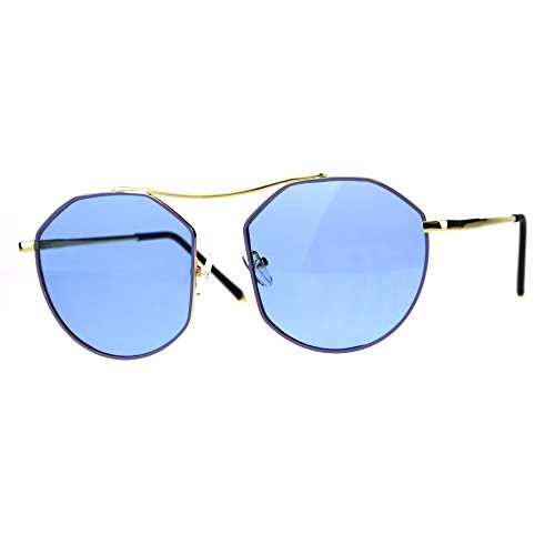 Mens Unique Luxury Metal Rim Bridgeless Color Lens Sunglasses