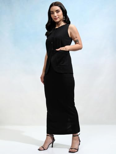 Image of Tokyo Talkies Women's Sleeveless Round Neck Solid Co-Ords| Co-Ords| Women Co-Ords| Stylish Co-Ords | Party Co-Ords