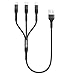 RAVIAD Multi Charger Cable Short [0.5M] 3 in 1 Charging Cable USB Cable Phone Charger Cable with Lightning + USB C + Micro Connector for Phone, Android Samsung Galaxy, Huawei, Oneplus, Kindle- Black
